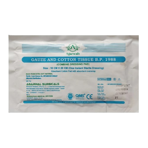 Agarwals Premium Sterile Combine Dressing Surgical Pads 10cm x 20cm